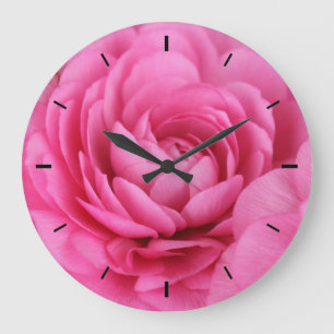 Pink Flower Photograph Large Clock