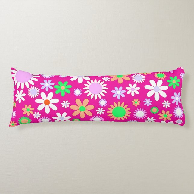 Pink Flower Power Body Cushion (Front)