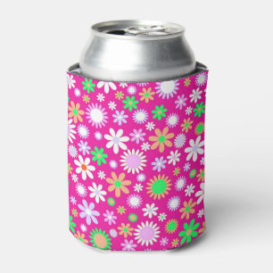 Pink Flower Power Can Cooler