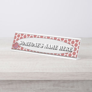 Pink Flower Ribbon by Kenneth Yoncich Desk Name Plate