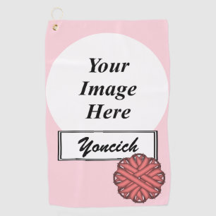 Pink Flower Ribbon by Kenneth Yoncich Golf Towel