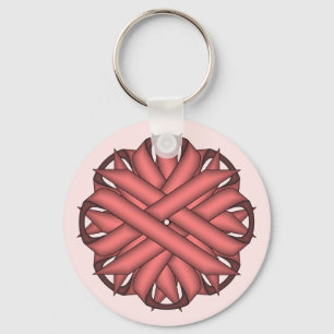 Pink Flower Ribbon by Kenneth Yoncich Key Ring