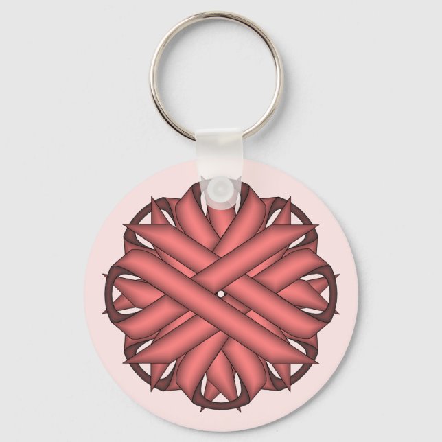 Pink Flower Ribbon by Kenneth Yoncich Key Ring (Front)