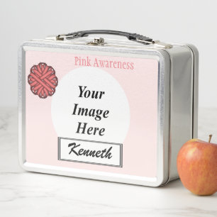 Pink Flower Ribbon by Kenneth Yoncich Metal Lunch Box