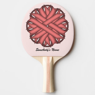 Pink Flower Ribbon by Kenneth Yoncich Ping Pong Paddle
