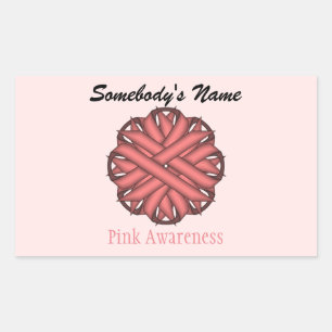Pink Flower Ribbon by Kenneth Yoncich Rectangular Sticker