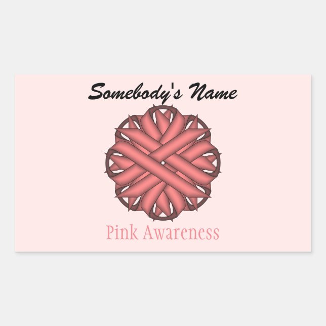 Pink Flower Ribbon by Kenneth Yoncich Rectangular Sticker (Front)