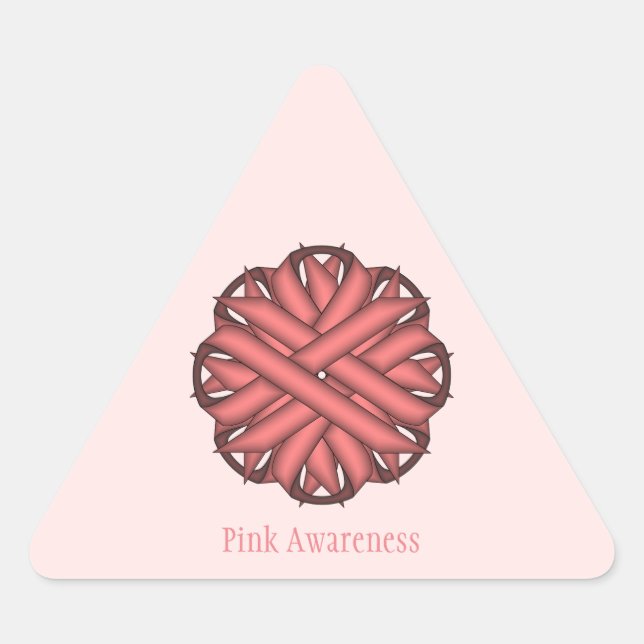 Pink Flower Ribbon by Kenneth Yoncich Triangle Sticker (Front)