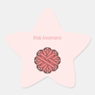 Pink Flower Ribbon Star Sticker