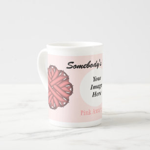 Pink Flower Ribbon Template by Kenneth Yoncich Bone China Mug