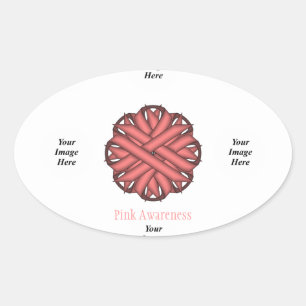 Pink Flower Ribbon Template by Kenneth Yoncich Oval Sticker