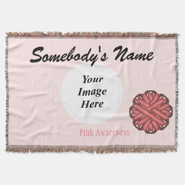 Pink Flower Ribbon Template by Kenneth Yoncich Throw Blanket (Front)