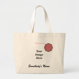 Pink Flower Ribbon Template Large Tote Bag