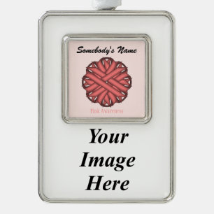 Pink Flower Ribbon Template(V-I)by Kenneth Yoncich Silver Plated Framed Ornament