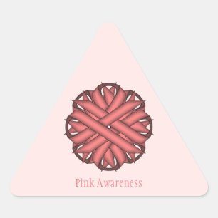 Pink Flower Ribbon Triangle Sticker