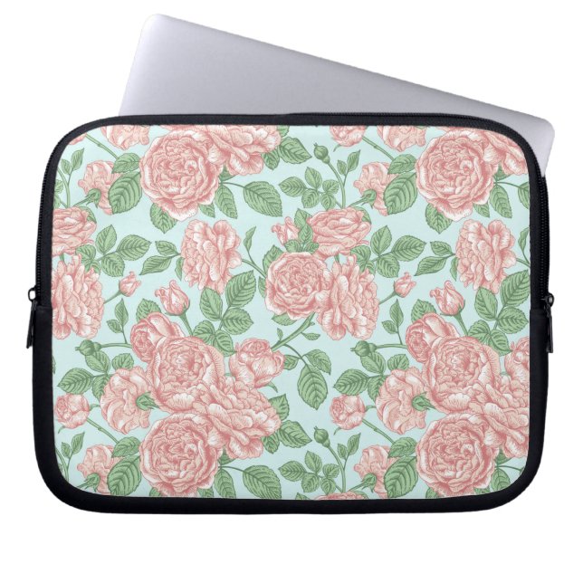 Pink Flower Rose Garden Bouquet Pattern Laptop Sleeve (Front)