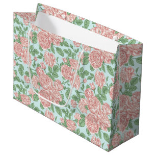 Pink Flower Rose Garden Bouquet Pattern Large Gift Bag