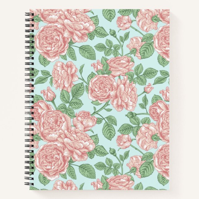 Pink Flower Rose Garden Bouquet Pattern Notebook (Front)