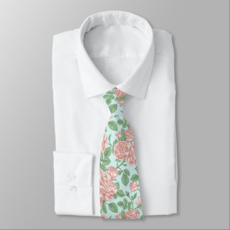 Pink Flower Rose Garden Bouquet Pattern Tie