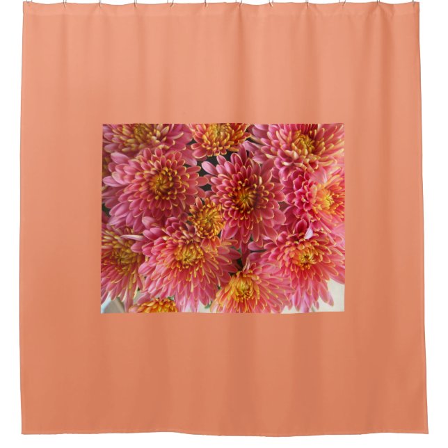 pink flower shower curtain (Front)