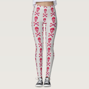 Pink Flower Skull Leggings