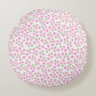 Pink flower spring design round cushion
