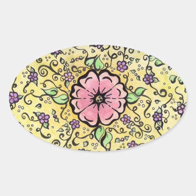 Pink Flower - Spring Oval Sticker (Front)