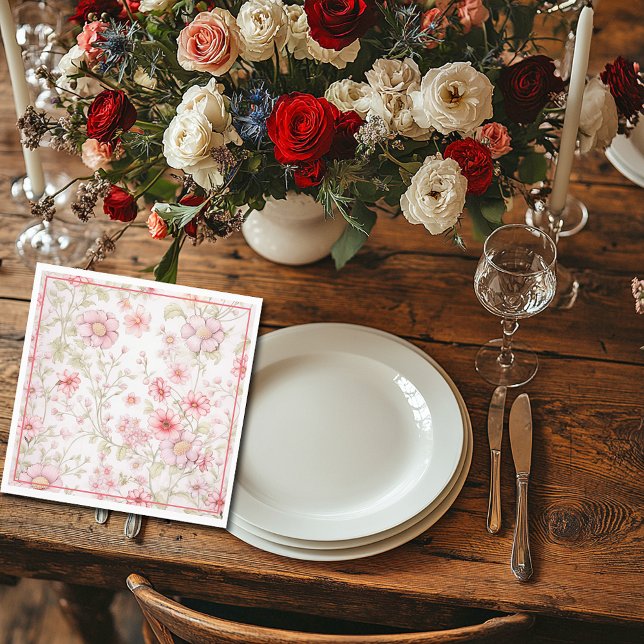 Pink Flower Stems  Napkin (Creator Uploaded)