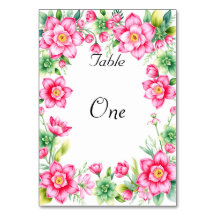 Pink Flower Table Card