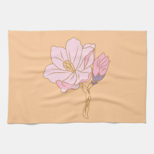 Pink flower tea towel