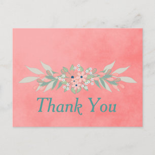 Pink Flower Thank You Postcard