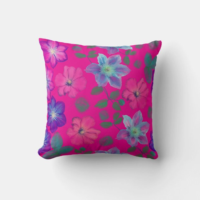 Pink Flower Throw Pillow  (Front)