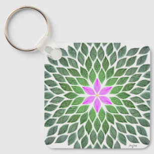 pink flower tile key ring