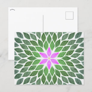 pink flower tile postcard