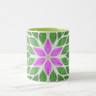 pink flower tile Two-Tone coffee mug
