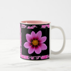 Pink Flower Two-Tone Coffee Mug