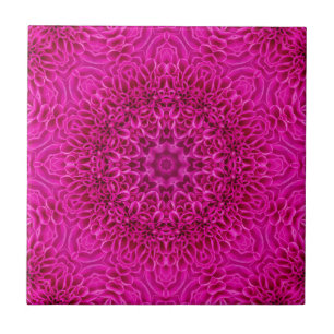 Pink Flower Vintage Fractal Kaleidoscope Ceramic Tile