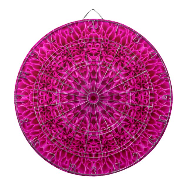 Pink Flower Vintage Fractal Kaleidoscope Dartboard (Front)