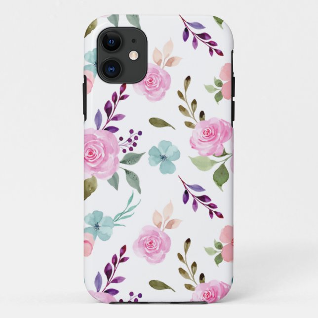 Pink flower watercolor seamless Case-Mate iPhone case (Back)