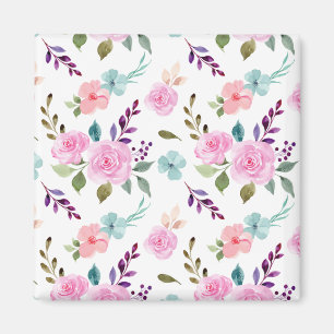 Pink flower watercolor seamless magnet