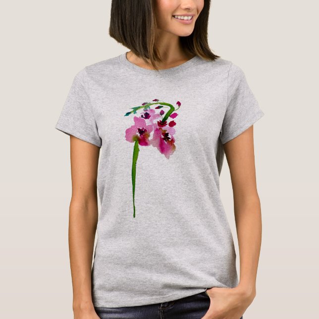 Pink flower watercolor Verbascum blush T-Shirt (Front)