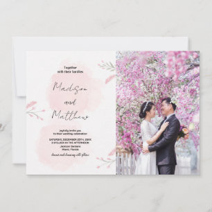 Pink Flower Wedding Invitations with photo