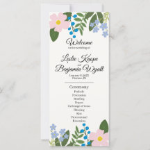 Pink Flower Wedding Program