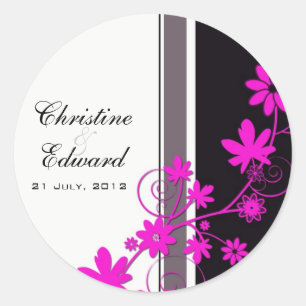 Pink Flower Wedding Sticker