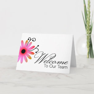 Pink Flower Welcome to the Team New Employee Card