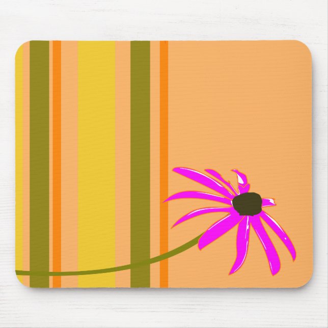 Pink Flower With Stripes Mouse Pad (Front)