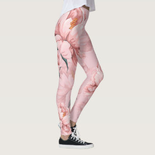 Pink flower womans leggings