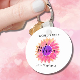 Pink Flower World’s Best Mum Mother’s Day Key Ring