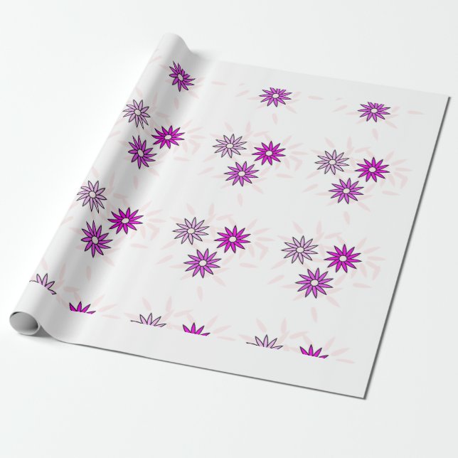Pink flower wrapping paper (Unrolled)