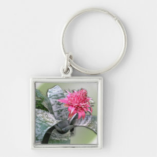 Pink Flowered Bromeliad Key Ring